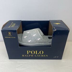 Polo Ralph Lauren Slippers Womens Size 8 Gray Open Toe Memory Foam Antero Slide